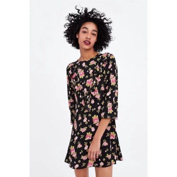 NWT Zara The Sandy Dress Dark Floral Size Medium - Picture 1 of 8